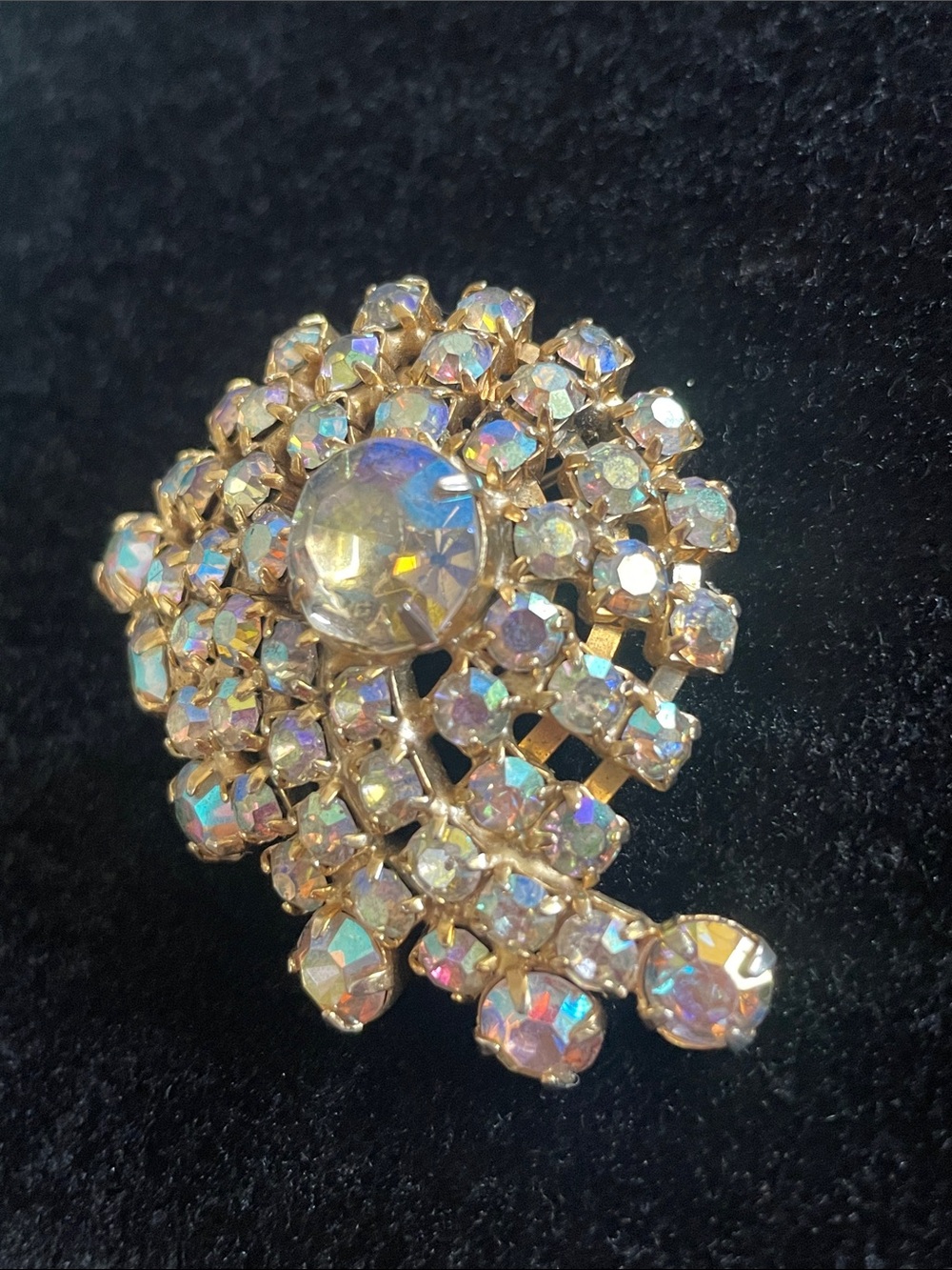 GORGEOUS Vintage Aurora Borealis Rhinestone Brooch / Pin - Picture 2 of 4
